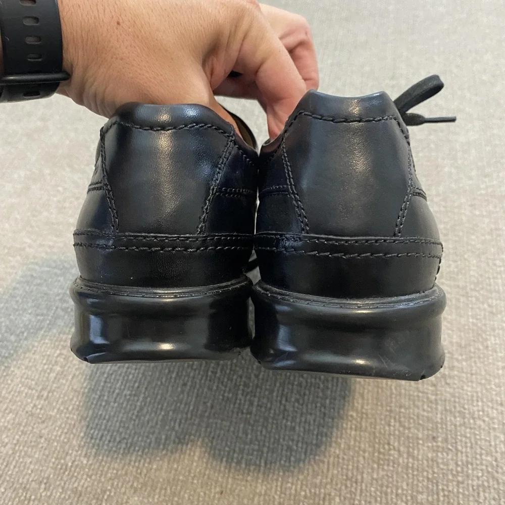 Clarks Shoes Mens Size 12 M Black Leather Derby Dress Oxfords Comfort Square Toe